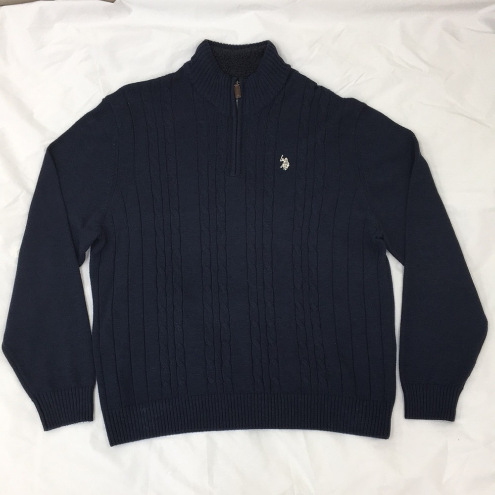 US Polo Association Quarter Zip Deep Dark Navy Sweater Size XXL GREAT Condition